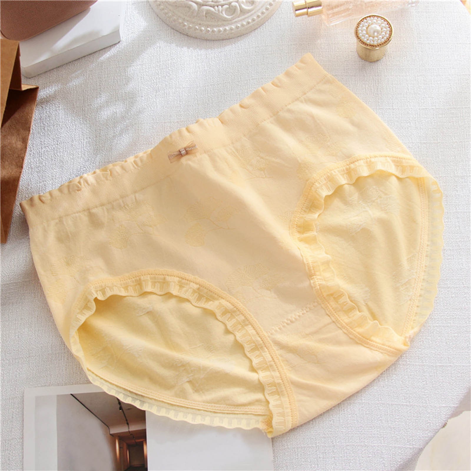thumbnail image 2 of Braguitas de encaje de algodón para mujer talla grande - Braguitas de corte alto - Transpirables, no se suben - Cintura de spandex, 2 of 4